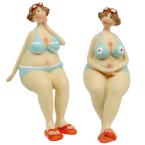 Floristik24 Kvinnor med bikinikantpall sommardekoration 15cm 2st