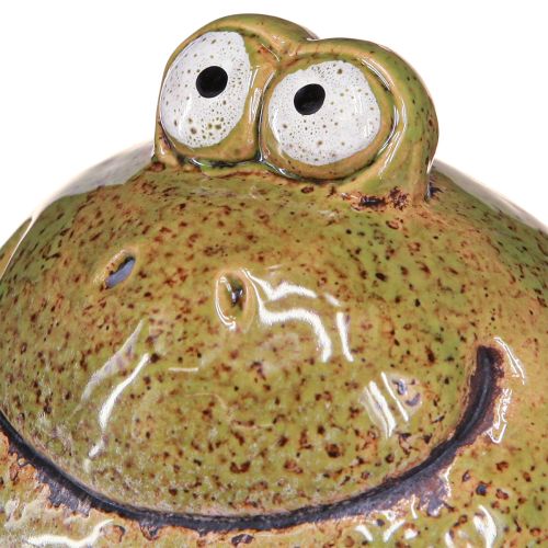Artikel Groddekoration grön brun keramisk grodhuvud H10,5cm 2 st