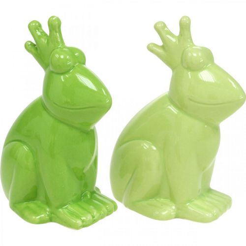 Artikel Keramisk groddekorationsfigur, grodprins sommardekoration 10,5×5,5×7cm 4st
