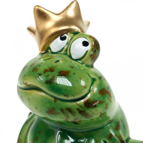 Floristik24 Vårdekoration, groda med krona, dekorativ figur, grodprins