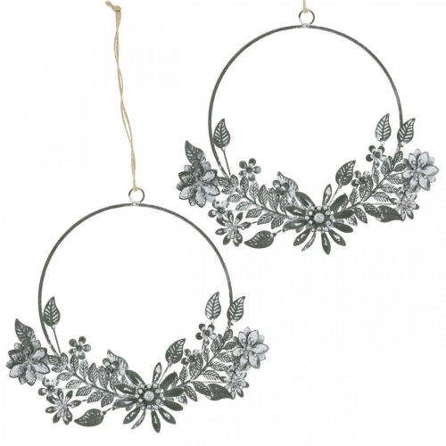 Floristik24 Vårdekoration, dekorativa ringblommor, metalldekoration, hängande blomdekoration Ø16cm 2st