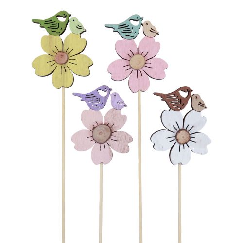 Floristik24 Vårdekoration blomproppar trä fågeldekoration 8×6cm 12 st