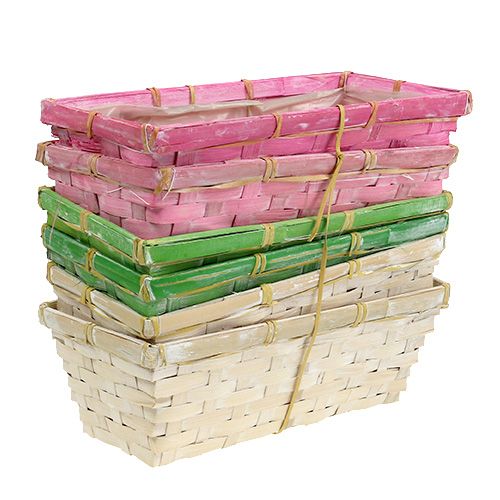 Artikel Vårkorgar fyrkantiga flerfärgade 25x12x9cm 6 st