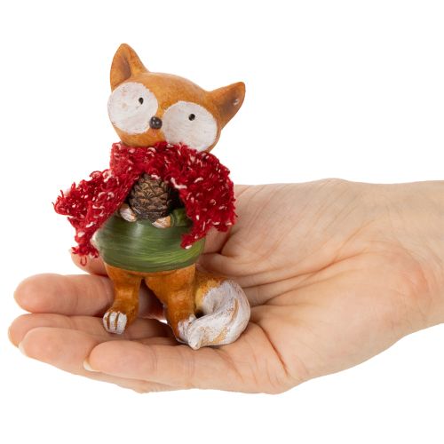 Dekorativ räv med halsduk och tallkotte, 10 cm, 2 stycken | Floristik24.se