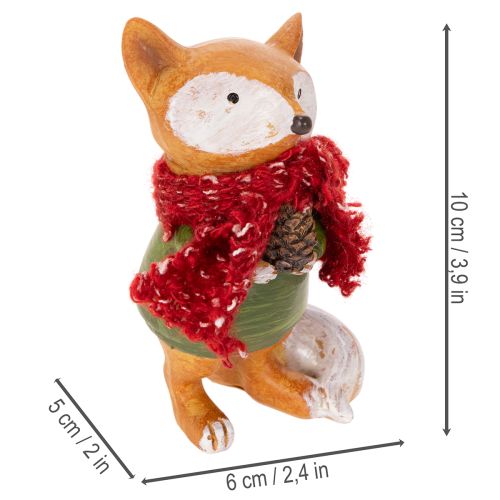 Dekorativ räv med halsduk och tallkotte, 10 cm, 2 stycken | Floristik24.se