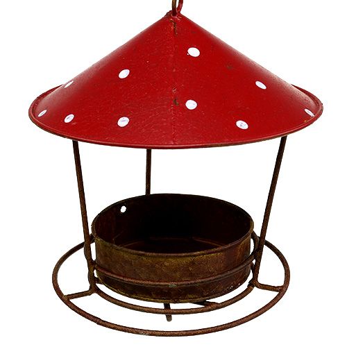 Floristik24 Fågelmatare att hänga röd, galler Ø16cm H40cm