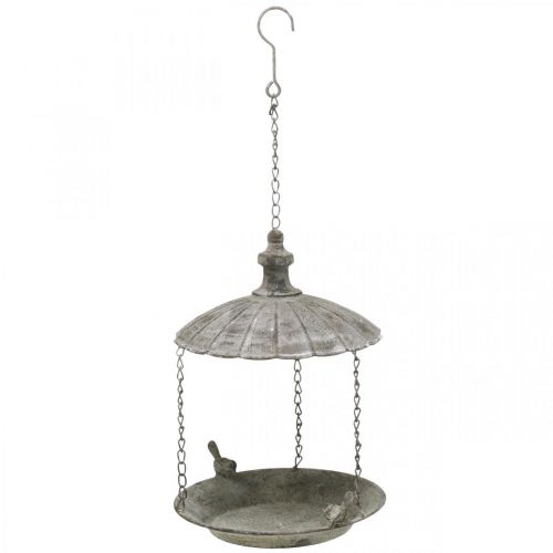 Floristik24 Dekorativ fågelmatare, hängande fågelbad, hängkorg i metall brun, tvättad vit Ø25cm H36cm