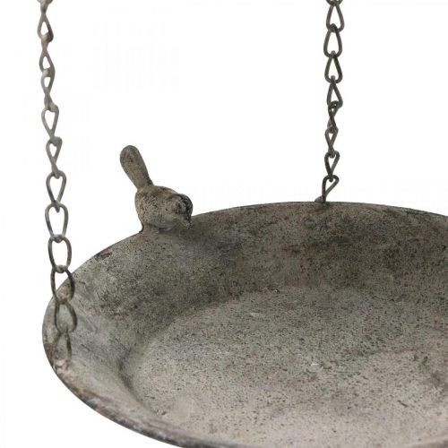 Floristik24 Dekorativ fågelmatare, hängande fågelbad, hängkorg i metall brun, tvättad vit Ø25cm H36cm