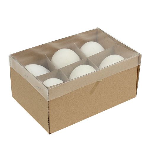Floristik24 Gåsägg vita 7cm - 8cm 6st