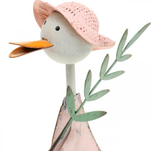 Floristik24 Stork med spade, metallfågel med gren, dekorativ fågel, trädgårdsfigur, metalldekoration H26/28cm set om 2