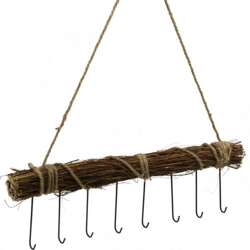 Floristik24 Garderobsväggdekoration klädkrok krokstång träbunt 52cm
