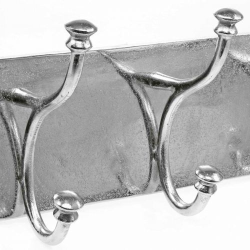 Floristik24 Garderob med 3 krokar, kroklist för upphängning, dekorativa krokar av metall vintage look silver L46cm
