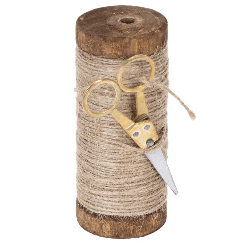 Floristik24 Garnrulle med dekorativ sax Ø6,5 cm H15 cm 2 st Vintage stil