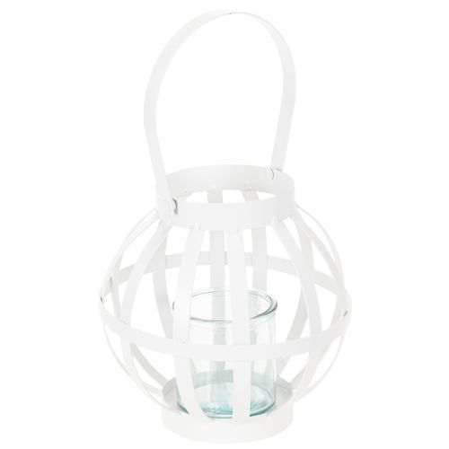 Trädgårdslykta, metall och glas, hängande ljushållare, vit, Ø18,5 cm köpa | Floristik24.se