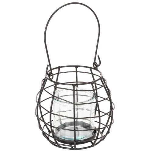 Trädgårdslykta, svart metall med vindljus, Ø14cm H12,5cm köpa | Floristik24.se
