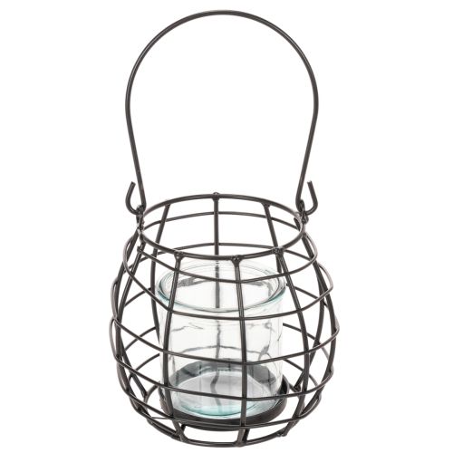 Trädgårdslykta, svart metall med vindljus, Ø14cm H12,5cm | Floristik24.se
