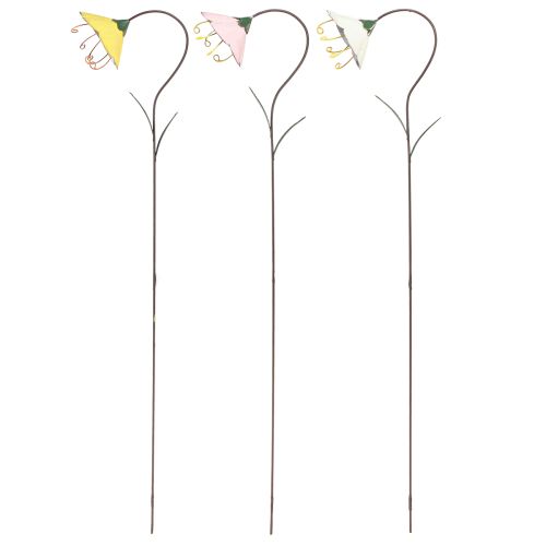 Artikel Trädgårdsstake Blomma Metall Blommor Gul Rosa Vit 49cm 3 st