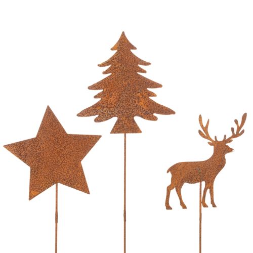 Trädgårdspåke, väderbitet stål, hjort, stjärna, gran, H10/15 cm, 3 stycken köpa | Floristik24.se