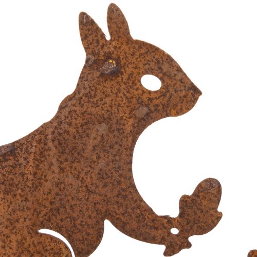 Trädgårdspåke av ekorre på gren, väderbiten metall, 42 cm hög, 3 stycken | Floristik24.se