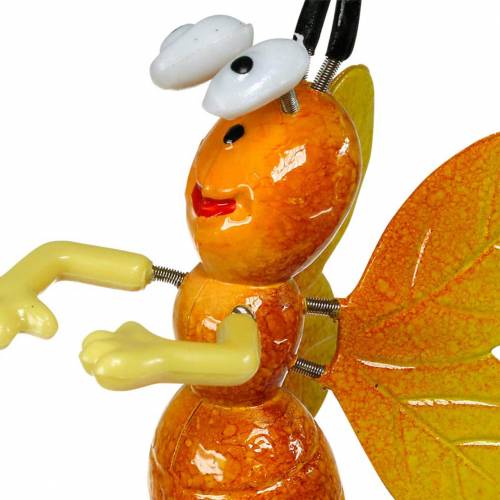 Floristik24 Blomstift bi på blomma med metallfjädrar orange, violett H74cm