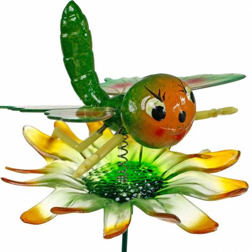 Floristik24 Dekorativ plugg fjäril och blomma med metallfjädrar grön, orange H70cm