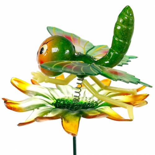 Floristik24 Dekorativ plugg fjäril och blomma med metallfjädrar grön, orange H70cm