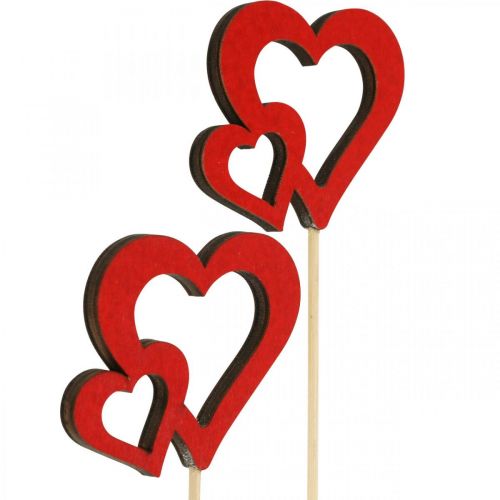 Blomplugg hjärta trä röd romantisk dekoration 6cm 24st