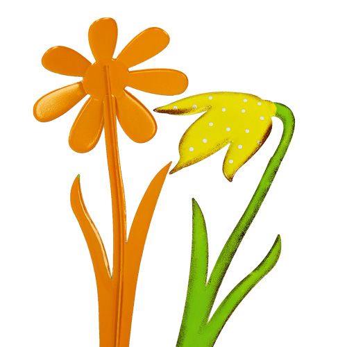 Floristik24 Trädgårdsplugg metallblomma orange, gul 47cm 4st