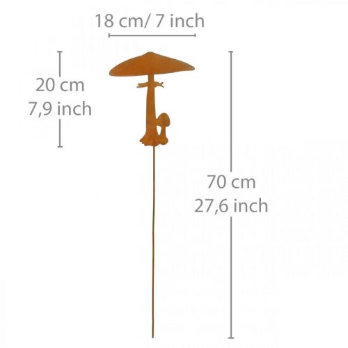 Artikel Trädgårdsstake Svamp Trädgårdsdekoration Rost Metall 70cm