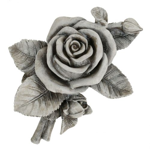 Floristik24 Rose till gravdekor grå 16cm x 13,5cm 2 st