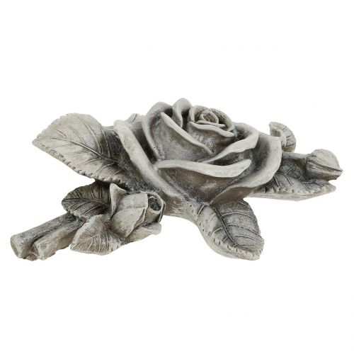 Floristik24 Rose till gravdekor grå 16cm x 13,5cm 2 st