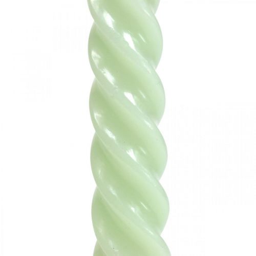 Floristik24 Vridna ljus spiralljus grön mint Ø2.2cm H30cm 2st