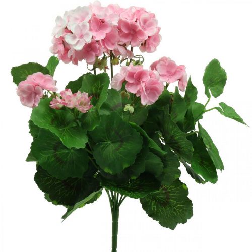 Floristik24 Pelargon konstgjord blomma Rosa pelargonbuske konstgjord 7 blommor H38cm