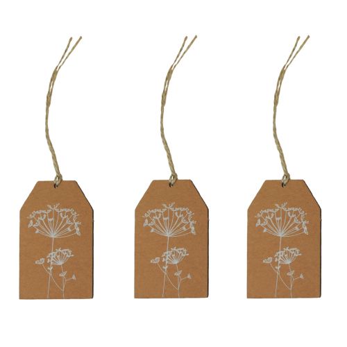Artikel Presentetiketter papper bruna blommor 8×5cm 24 st