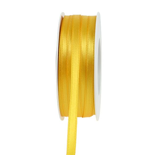 Smalt dekorativt band taftband presentband gult 6mm 50m