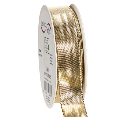 Artikel Guldfärgat presentband med trådkant, 25 mm brett, 25 m långt