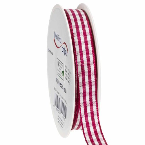 Presentband rutigt rött 15mm 20m