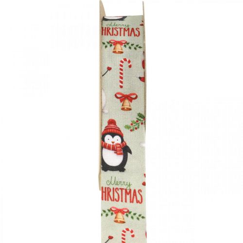 Presentband Merry Christmas pingviner Julband 25mm 8m
