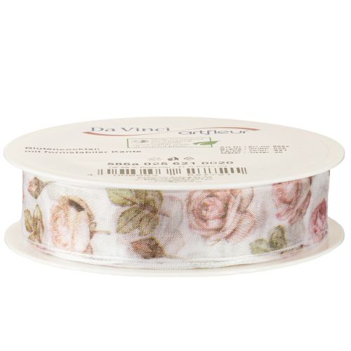 Artikel Presentband rosor organzaband med blommor 25mm 20m