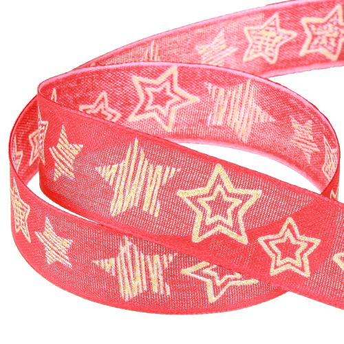 Artikel Presentband stjärnor Julband rött guld 25mm 18m