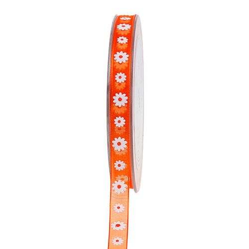 Floristik24 Presentband orange med blomma 10mm 20m