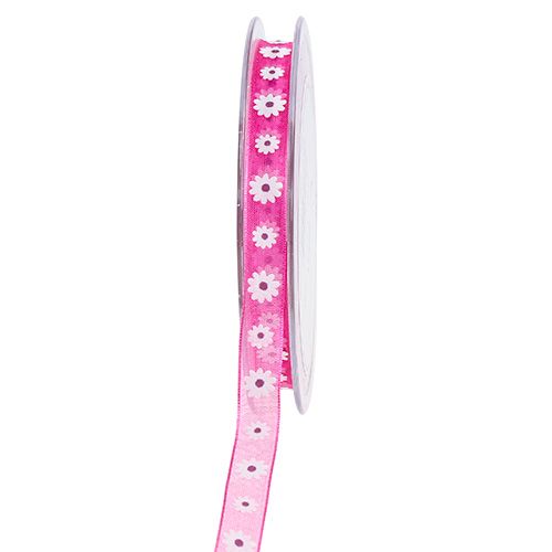 Floristik24 Presentband rosa med blomma 10mm 20m