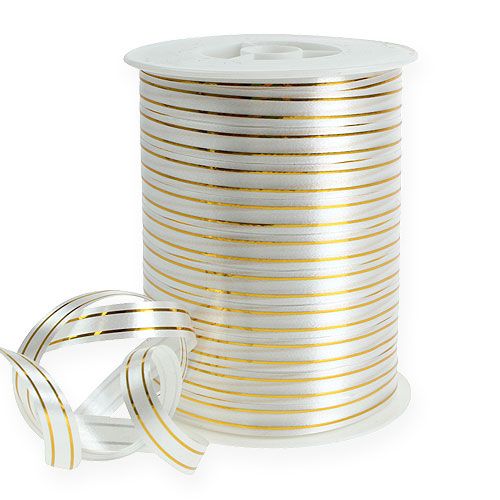 Floristik24 Delat band 2 guldränder på silver 10 mm 250m