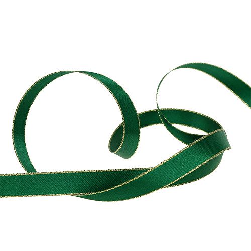 Artikel Presentband silk tyg grönt med guldkant 15mm 25m