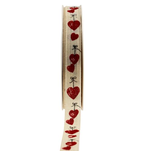 Floristik24 Presentband hjärtan dekorativt bomullsband 15mm 20m