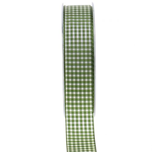 Floristik24 Presentband rutig grön 25mm 20m