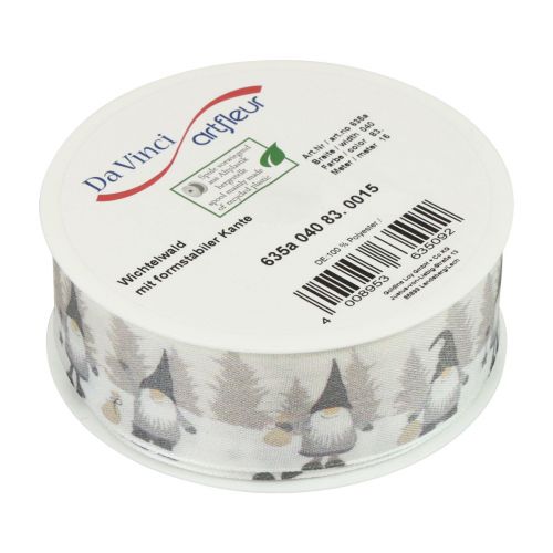 Artikel Presentband, julband, julband gnome grå 40mm 15m