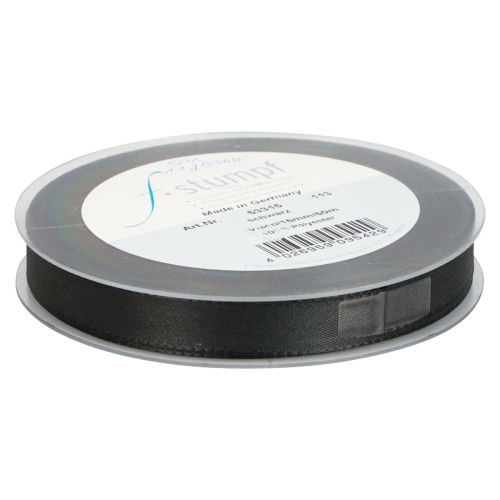Artikel Presentband svart sorgeblommigt dekorband 15mm 50m