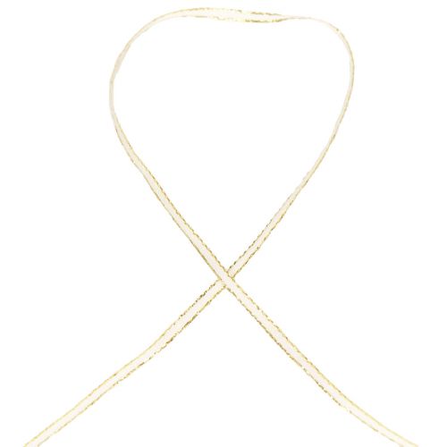 Floristik24 Presentband sidenband vitguld tvinnat band 3mm 100m