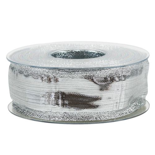 Artikel Dekorband silver med trådkant 40mm 25m